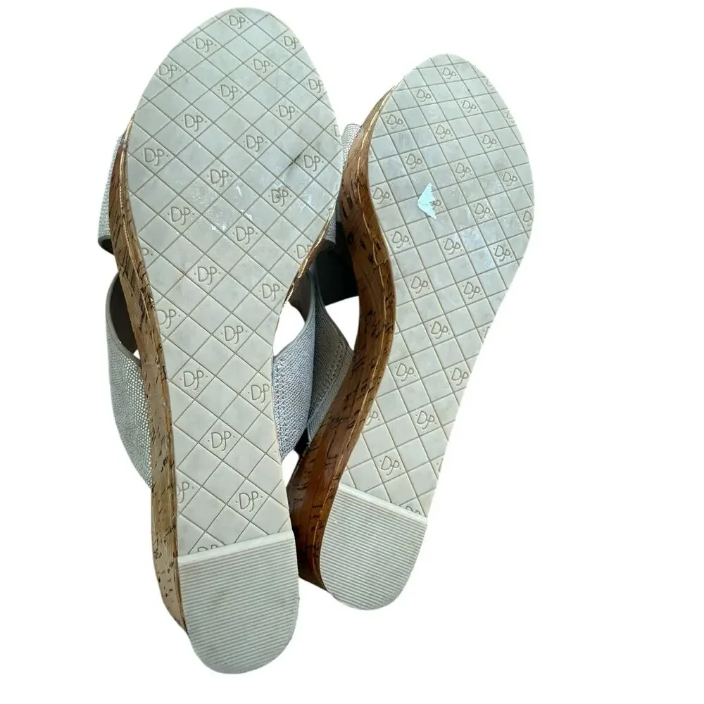 Donald J Pliner Fuji 2 Gold Leather Cork Wedge Toe Ring Sandals Size 9.5